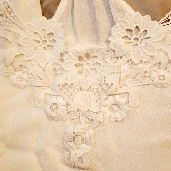 Caution To The Wind White Floral Lace Double Strap Tank Top Boho Bohemian M EUC - Picture 5 of 7